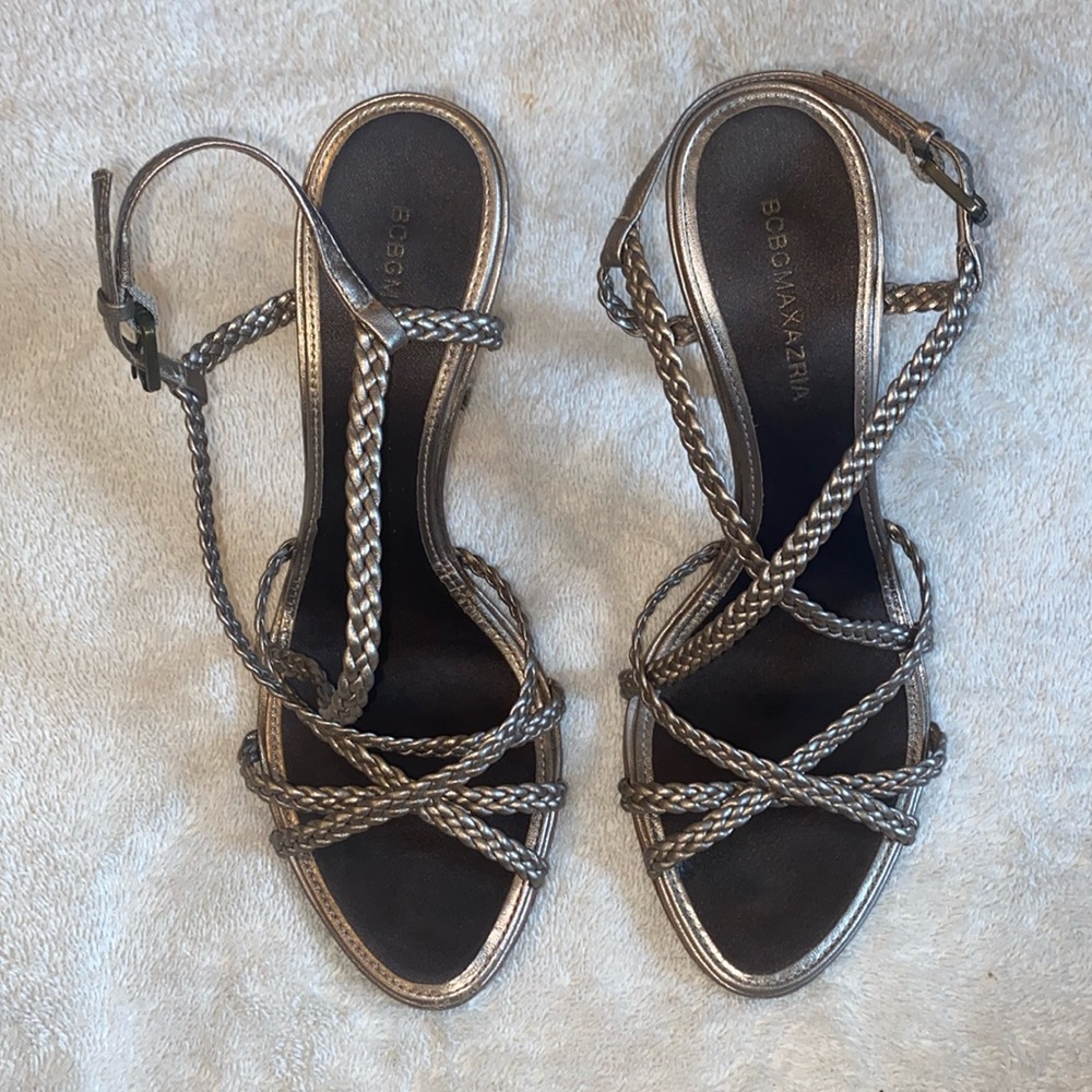 BCBG Max Azria bronze heels, size 7.